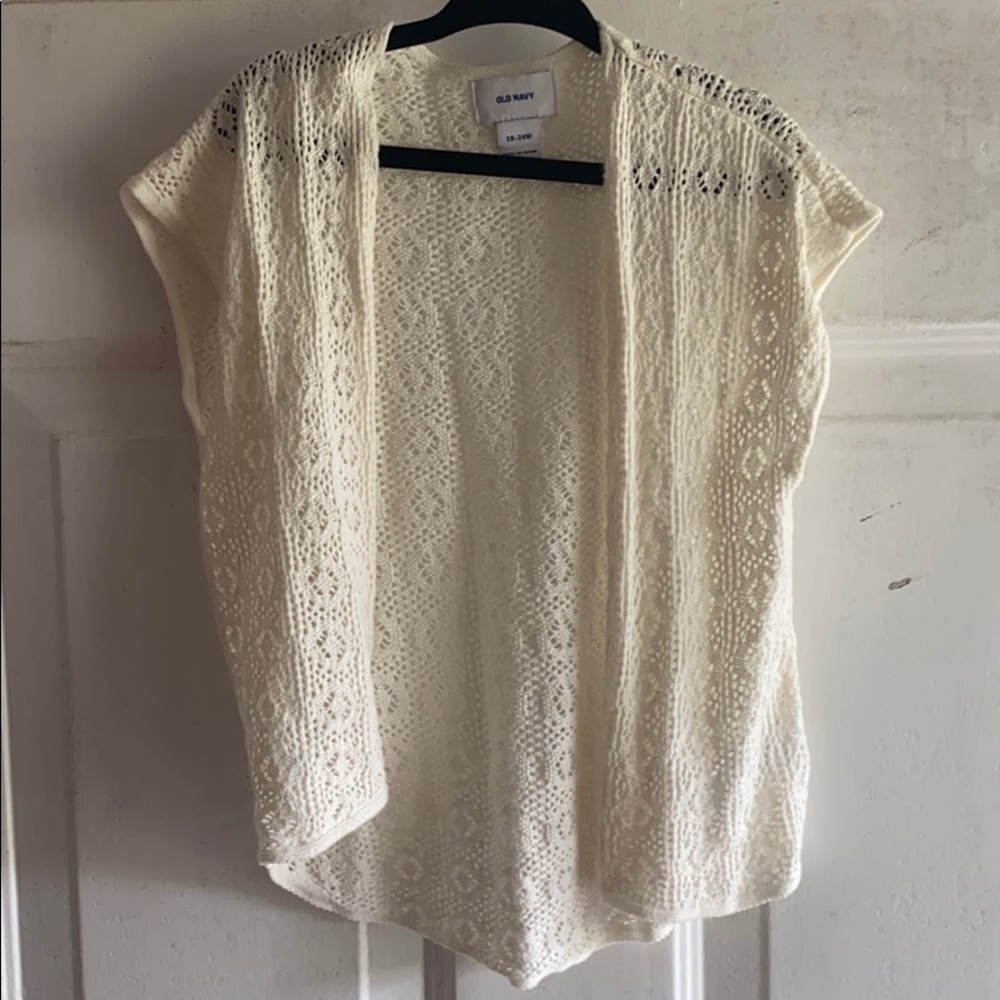 White Old Navy Crochet Vest for toddlers 18-24m